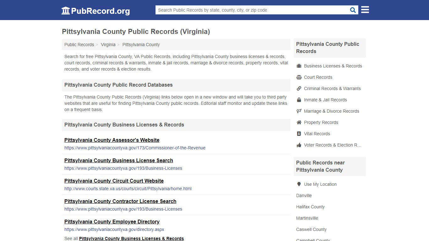 Free Pittsylvania County Public Records (Virginia Public ...